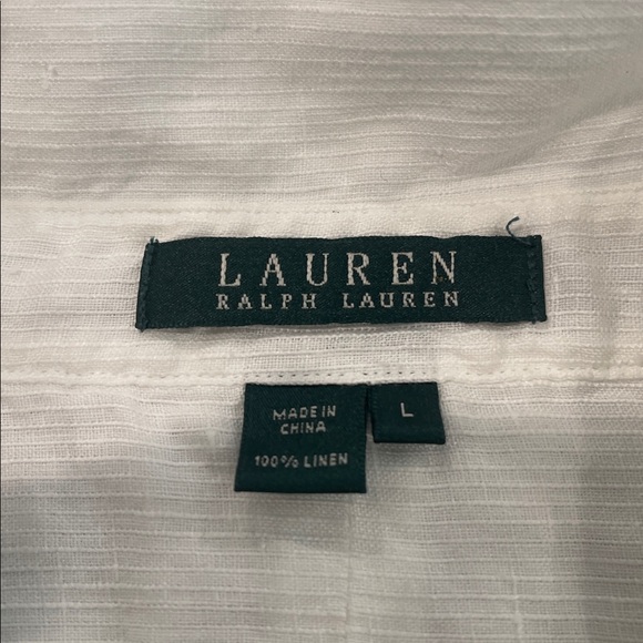 Ralph Lauren White Linen Quiet Luxury Shirt Dress Cover Up Size L - Picture 7 of 7